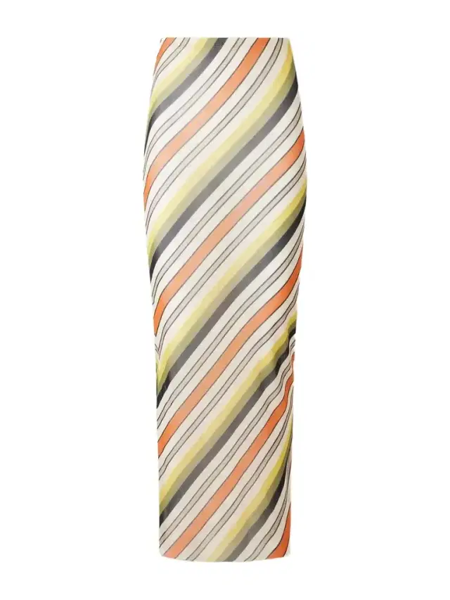 Jean Paul Gaultier Retro Stripe Printed Mesh Maxi Skirt