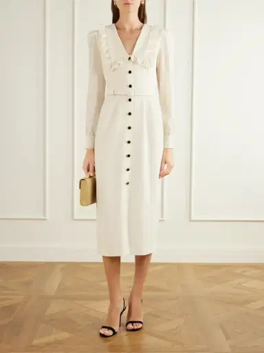 Alessandra Rich Belted Virgin Wool-crepe Midi Dress | Thumbnail 2