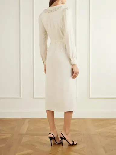 Alessandra Rich Belted Virgin Wool-crepe Midi Dress | Thumbnail 3