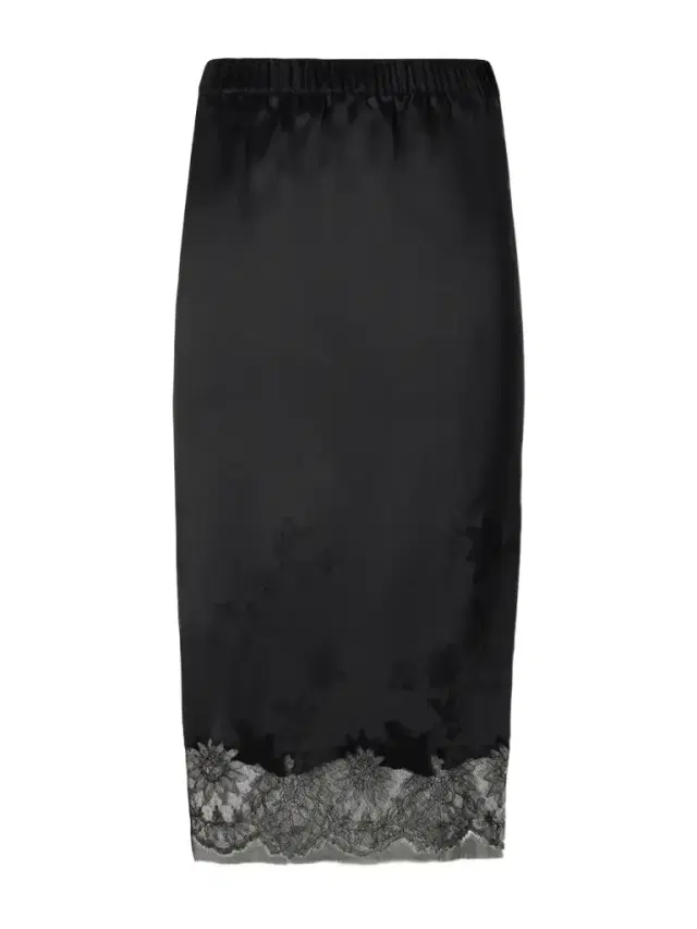 Lace-trimmed Silk-satin Skirt