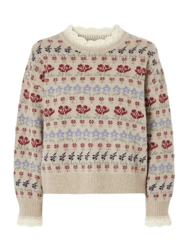 Sea Preston Crochet-trimmed Floral-intarsia Wool-blend Sweater