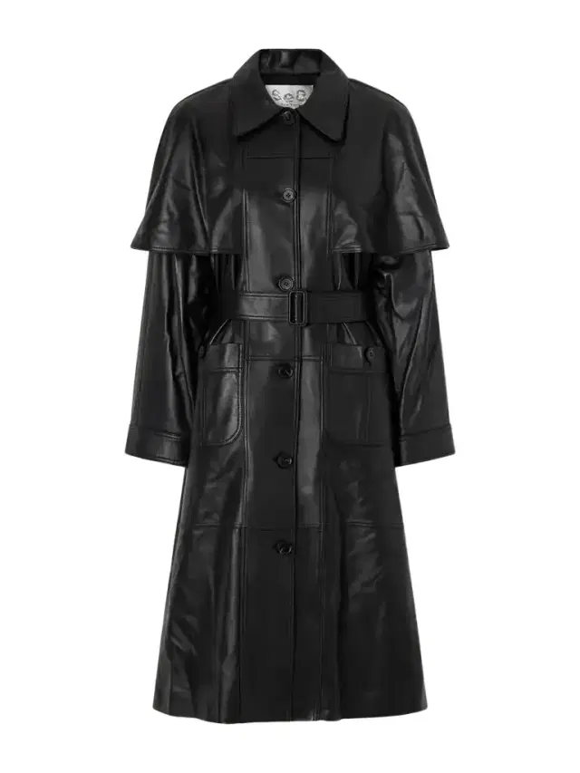 Sea Caitlin Belted Leather Trench Coat