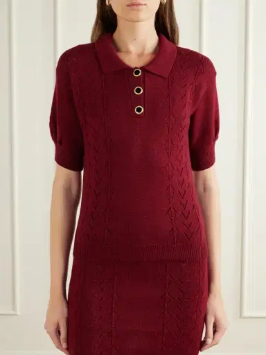 Alessandra Rich Open-knit Wool Polo Shirt | Thumbnail 3