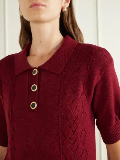 Alessandra Rich Open-knit Wool Polo Shirt | Thumbnail 5