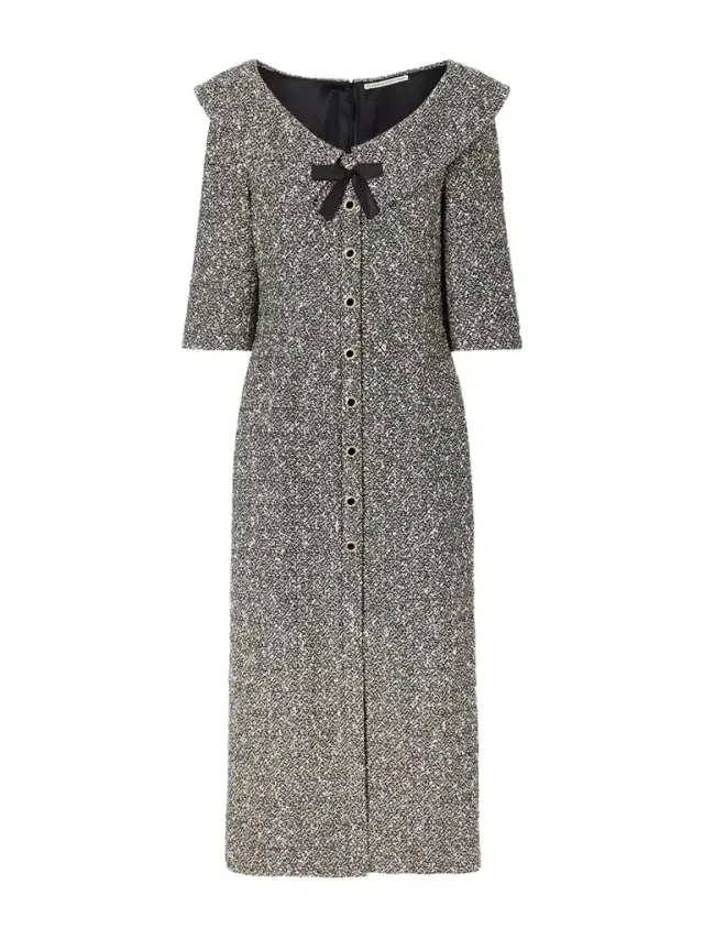 Alessandra Rich Bow-detailed Silk-trimmed Tweed Midi Dress