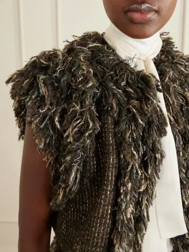 Sacai Bow-detailed Fringed Wool-blend Tweed Vest | Thumbnail 6 Sacai Bow-detailed Fringed Wool-blend Tweed Vest | Thumbnail 6