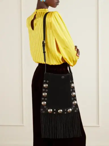 Valentino Garavani Nellcote Medium Fringed Studded Suede Shoulder Bag | Thumbnail 2