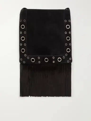 Valentino Garavani Nellcote Medium Fringed Studded Suede Shoulder Bag | Thumbnail 4