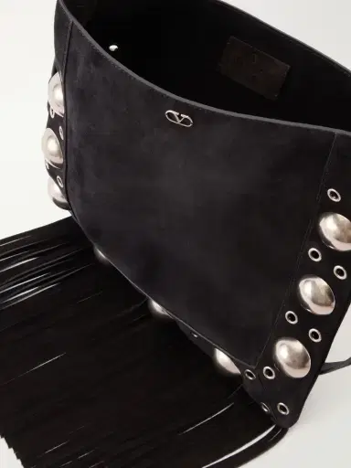 Valentino Garavani Nellcote Medium Fringed Studded Suede Shoulder Bag | Thumbnail 6