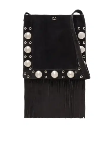 Valentino Garavani Nellcote Medium Fringed Studded Suede Shoulder Bag | Thumbnail 1