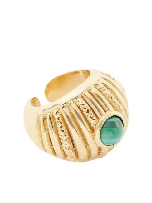 PAOLA SIGHINOLFI Reef 18-karat Gold-plated Pewter And Onyx Ring