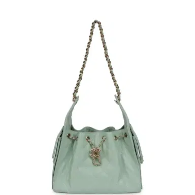 Chanel Chanel Small 25 Hobo Bag Light Green Caviar Gold Hardware | Thumbnail 7