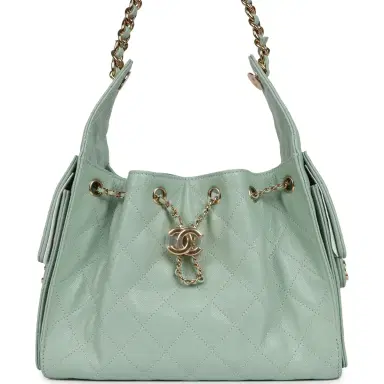 Chanel Chanel Small 25 Hobo Bag Light Green Caviar Gold Hardware | Thumbnail 1