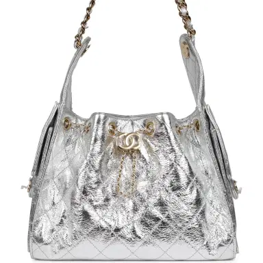 Chanel Chanel Small 25 Hobo Bag Silver Metallic Calfskin Gold Hardware | Thumbnail 1 Chanel Chanel Small 25 Hobo Bag Silver Metallic Calfskin Gold Hardware | Thumbnail 1