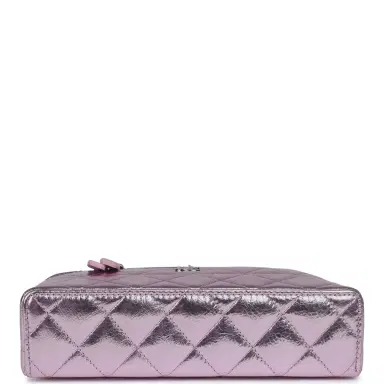 Chanel Chanel Top Handle Long Vanity Case with Chain Pink Metallic Calfskin Gold Hardware | Thumbnail 6