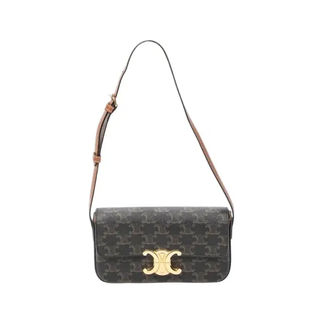 Celine Celine Triomphe Brown/Gray Coated Canvas Claude Shoulder Bag by The Solist