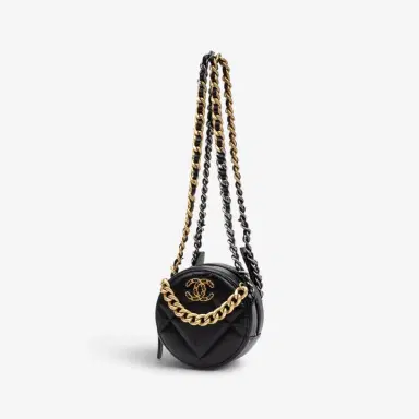Chanel Chanel Black Large Quilted Lambskin 19 Round Chain Small Clutch Bag by The Solist | Thumbnail 2 Chanel Chanel Black Large Quilted Lambskin 19 Round Chain Small Clutch Bag by The Solist | Thumbnail 2
