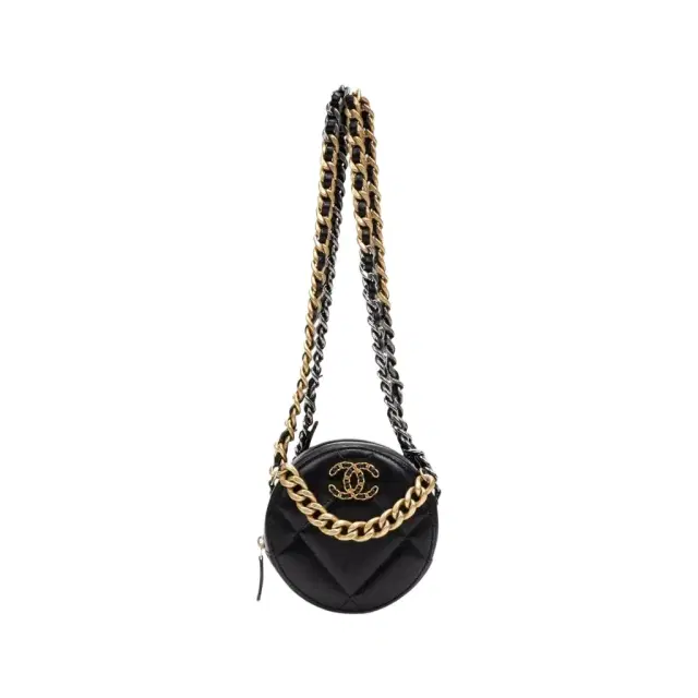 Chanel Chanel Black Large Quilted Lambskin 19 Round Chain Small Clutch Bag by The Solist