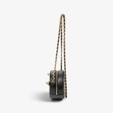 Chanel Chanel Black Quilted Lambskin Leather Front Pearl Round Chain Clutch by The Solist | Thumbnail 3