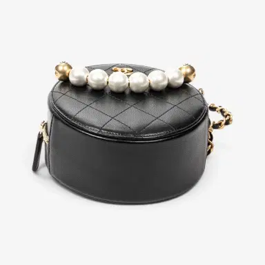 Chanel Chanel Black Quilted Lambskin Leather Front Pearl Round Chain Clutch by The Solist | Thumbnail 6