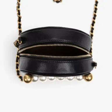 Chanel Chanel Black Quilted Lambskin Leather Front Pearl Round Chain Clutch by The Solist | Thumbnail 7
