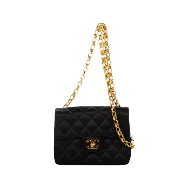 Chanel Chanel Classic Mini Timeless Black Satin Canvas Square Flap Bag by The Solist