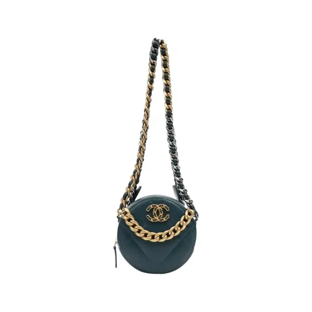 Chanel Chanel Dark Green Lambskin Leather Mini 19 Round Chain Clutch by The Solist