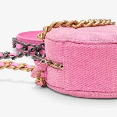Chanel Chanel Pink Denim Canvas 19 Round Mini Clutch by The Solist | Thumbnail 7