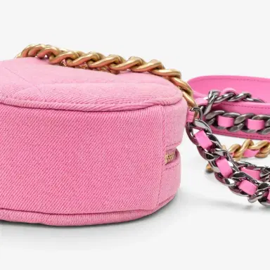 Chanel Chanel Pink Denim Canvas 19 Round Mini Clutch by The Solist | Thumbnail 8