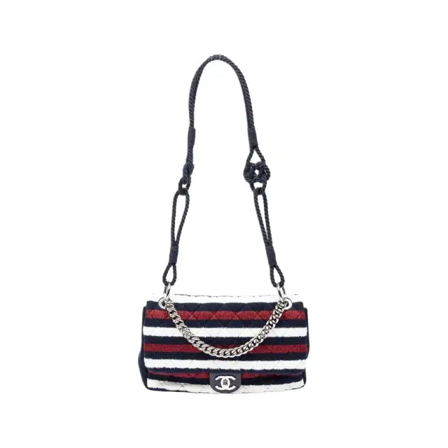 Chanel Chanel Quilted Striped Jersey Canvas Rope Single Flap Bag by The Solist