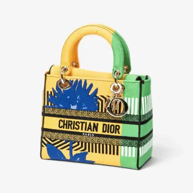 Dior Dior Lady D-Lite Yellow & Green Embroidered Canvas Medium Bag by The Solist | Thumbnail 2 Dior Dior Lady D-Lite Yellow & Green Embroidered Canvas Medium Bag by The Solist | Thumbnail 2