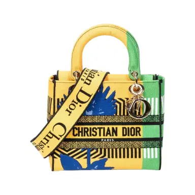 Dior Dior Lady D-Lite Yellow & Green Embroidered Canvas Medium Bag by The Solist | Thumbnail 1 Dior Dior Lady D-Lite Yellow & Green Embroidered Canvas Medium Bag by The Solist | Thumbnail 1