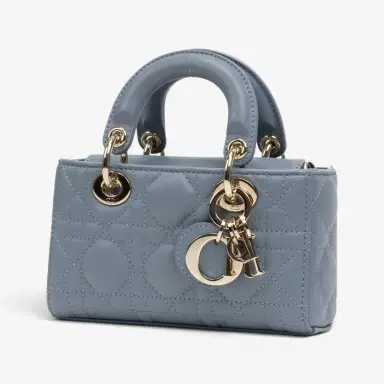 Dior Dior Lady Dior Joy Light Blue Lambskin Top Handle Bag by The Solist | Thumbnail 2