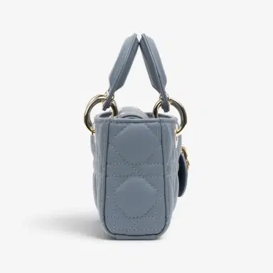 Dior Dior Lady Dior Joy Light Blue Lambskin Top Handle Bag by The Solist | Thumbnail 3