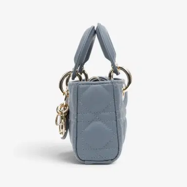 Dior Dior Lady Dior Joy Light Blue Lambskin Top Handle Bag by The Solist | Thumbnail 4