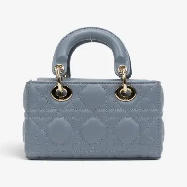 Dior Dior Lady Dior Joy Light Blue Lambskin Top Handle Bag by The Solist | Thumbnail 6