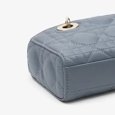 Dior Dior Lady Dior Joy Light Blue Lambskin Top Handle Bag by The Solist | Thumbnail 7