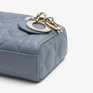 Dior Dior Lady Dior Joy Light Blue Lambskin Top Handle Bag by The Solist | Thumbnail 8