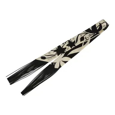 HERMÈS Hermes "Bouquet Final" Cream and Black Fringe Silk Twilly | Thumbnail 2