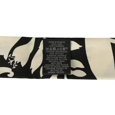 HERMÈS Hermes "Bouquet Final" Cream and Black Fringe Silk Twilly | Thumbnail 4