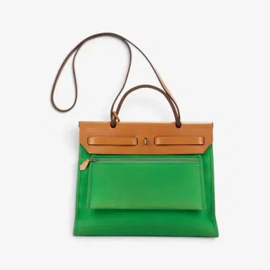 HERMÈS Hermès Herbag Zip Green/Tan Toile Officier Canvas Leather Bag by The Solist | Thumbnail 3