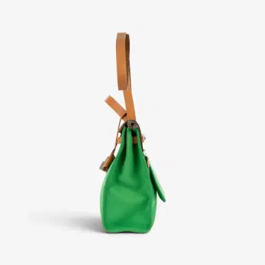 HERMÈS Hermès Herbag Zip Green/Tan Toile Officier Canvas Leather Bag by The Solist | Thumbnail 4