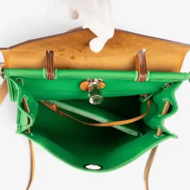 HERMÈS Hermès Herbag Zip Green/Tan Toile Officier Canvas Leather Bag by The Solist | Thumbnail 8