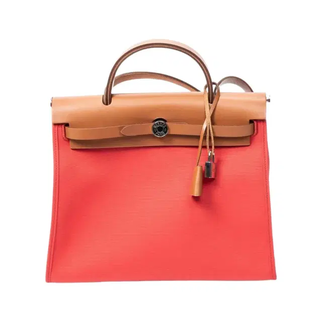 HERMÈS Hermès Herbag Zip Rouge Tomate Toile Officier Canvas Leather Bag by The Solist