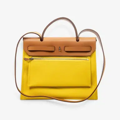 HERMÈS Hermès Herbag Zip Yellow Toile Officier Canvas Leather Bag by The Solist | Thumbnail 3