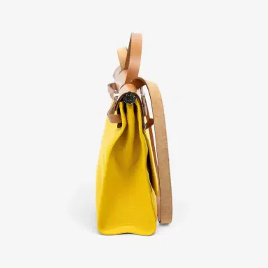 HERMÈS Hermès Herbag Zip Yellow Toile Officier Canvas Leather Bag by The Solist | Thumbnail 4
