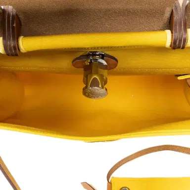 HERMÈS Hermès Herbag Zip Yellow Toile Officier Canvas Leather Bag by The Solist | Thumbnail 8