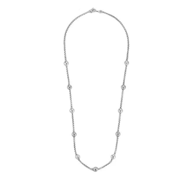 JAI JAI Sterling Silver Hammered Bead Box Chain Necklace by The Solist