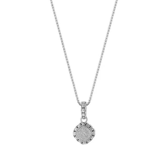 JAI JAI Sterling Silver Pave Diamond Cushion Pendant Necklace by The Solist