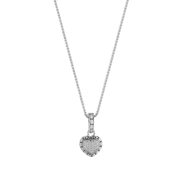 JAI JAI Sterling Silver Pave Diamond Heart Pendant Necklace by The Solist